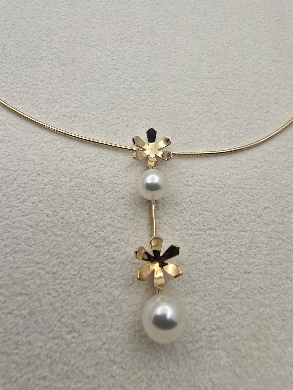 Rare Estate Mikimoto 18K Yellow Gold Pearl Flower Drop Necklace - Picture 3 of 9